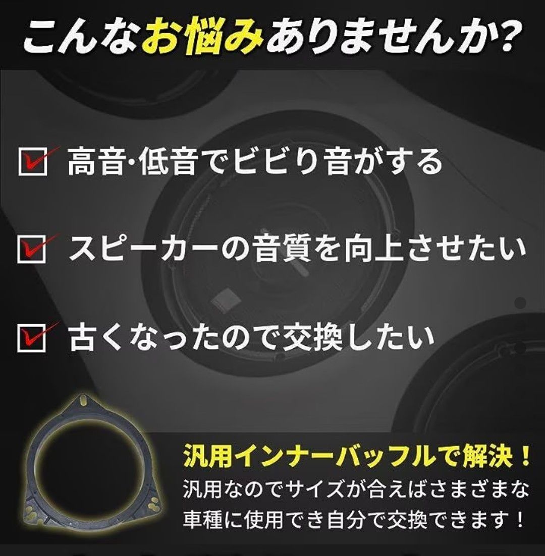 【2個セット】インナーバッフル スピーカー 汎用 車 バッフルボード カー