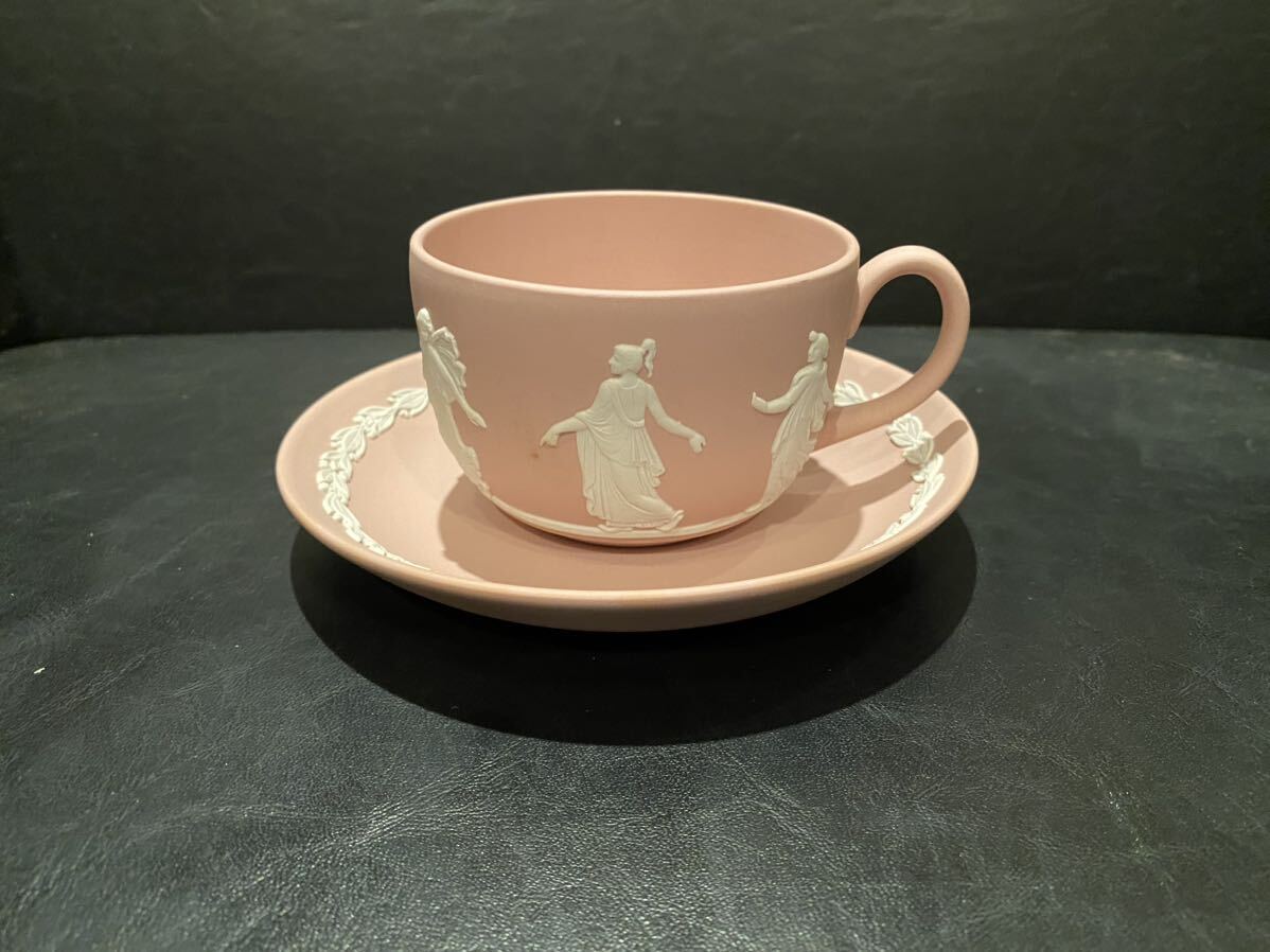 希少 格安 ウエッジウッド Wedgwood ジャスパーウェア ティカップ&ソーサー 2客セット ブルー&ピンク 保管品 優雅　オシャレ 貴賓_画像4