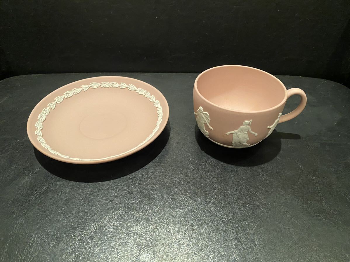 希少 格安 ウエッジウッド Wedgwood ジャスパーウェア ティカップ&ソーサー 2客セット ブルー&ピンク 保管品 優雅　オシャレ 貴賓_画像6