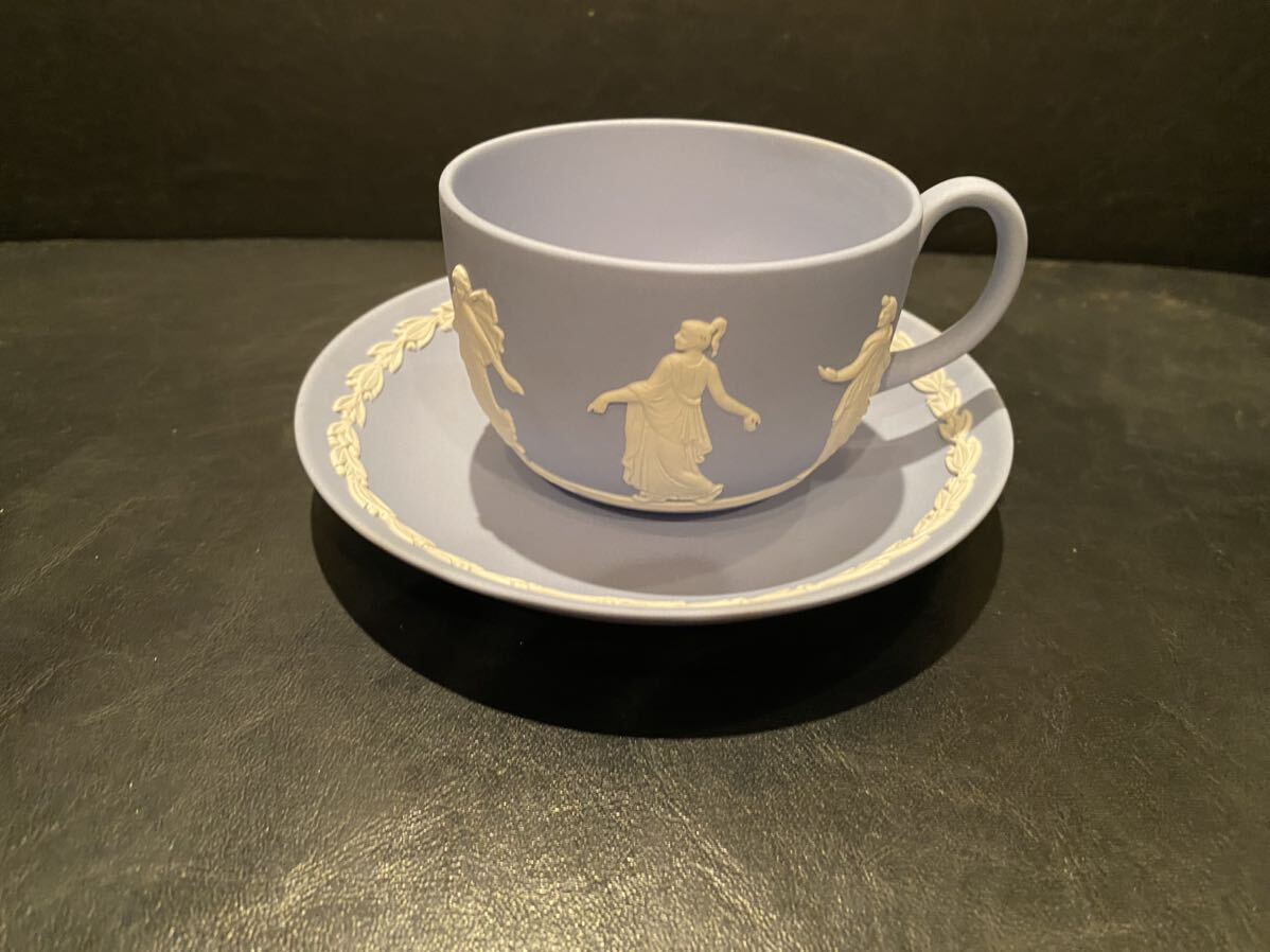 希少 格安 ウエッジウッド Wedgwood ジャスパーウェア ティカップ&ソーサー 2客セット ブルー&ピンク 保管品 優雅　オシャレ 貴賓_画像7