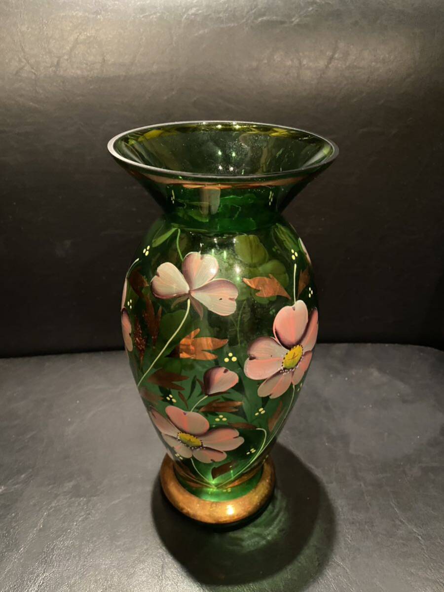 希少 格安 BOHEMIA GLASS ラーシカボヘミアングラス チェコ 花瓶 花入れ 花器 約23.5×11保管品 優雅の画像4