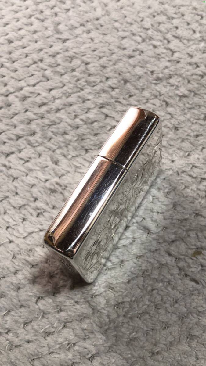 ☆ZIPPO☆1996☆ STRLING☆スターリングシルバー☆純銀☆フラット☆彫柄☆中古☆火花確認済☆フリント新品☆送料込み☆１円スタート☆_画像5