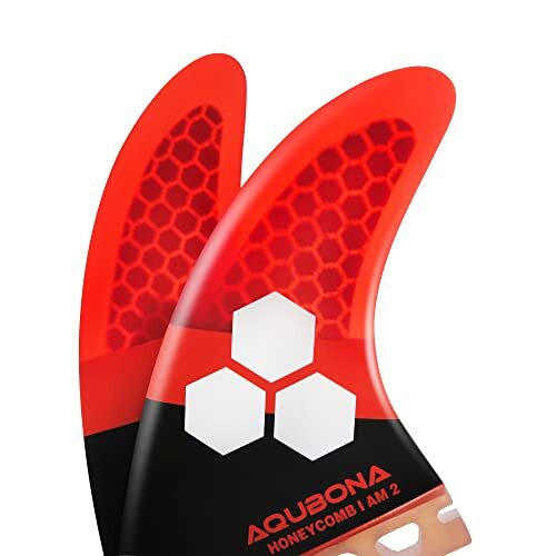 ◆新品 AQUBONA honeycomb AM2 ハニカム フューチャーフィン対応 ３枚 セット カーボン スラスタ AM2/LARGE/MEDIUM レッドの画像4