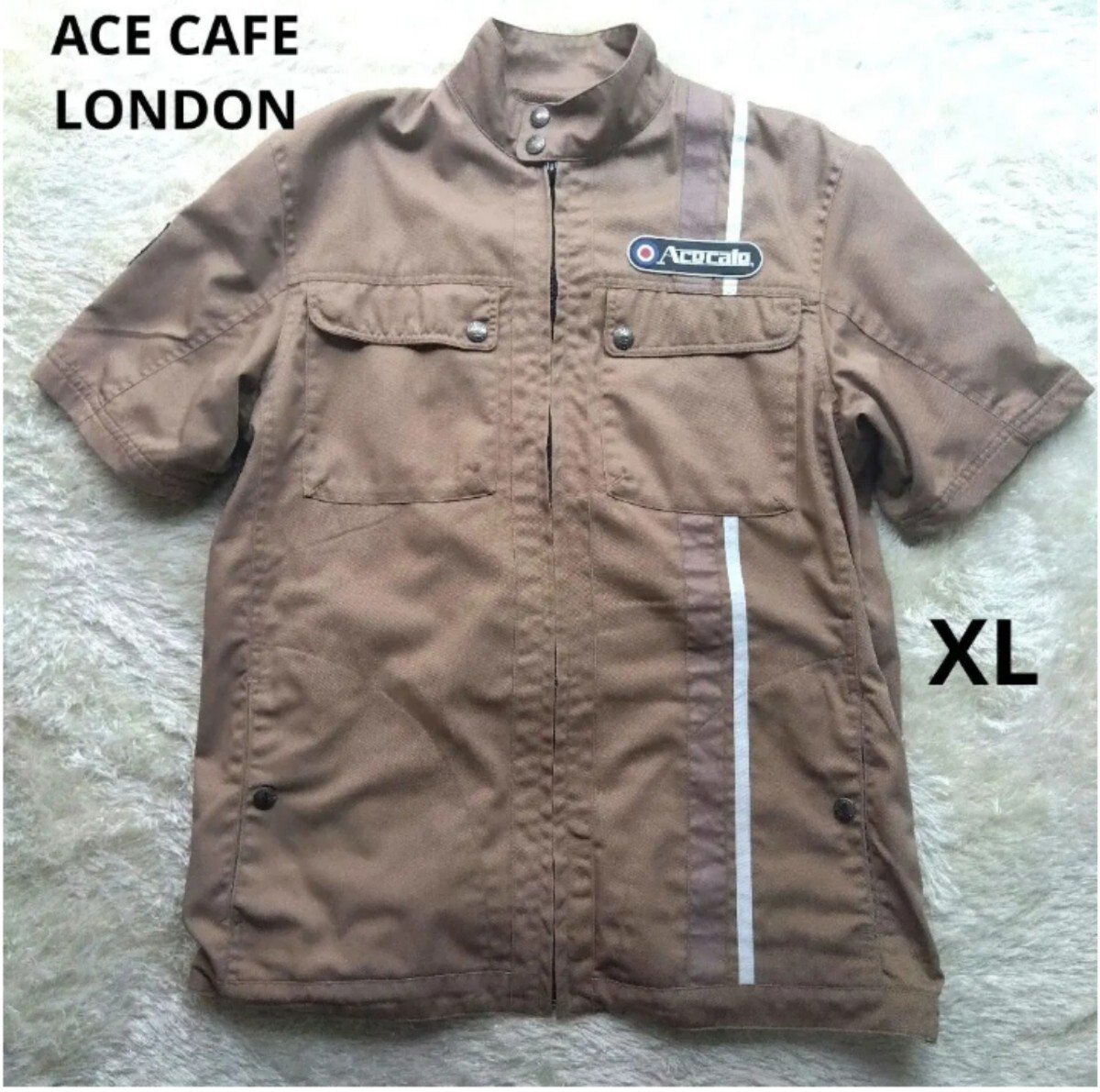 ACE CAFE LONDON エースカフェロンドン 大きいサイズ XL ジャケット ワッペン ハーフ バイク 二輪 パッド入り メンズ バイカーの画像1