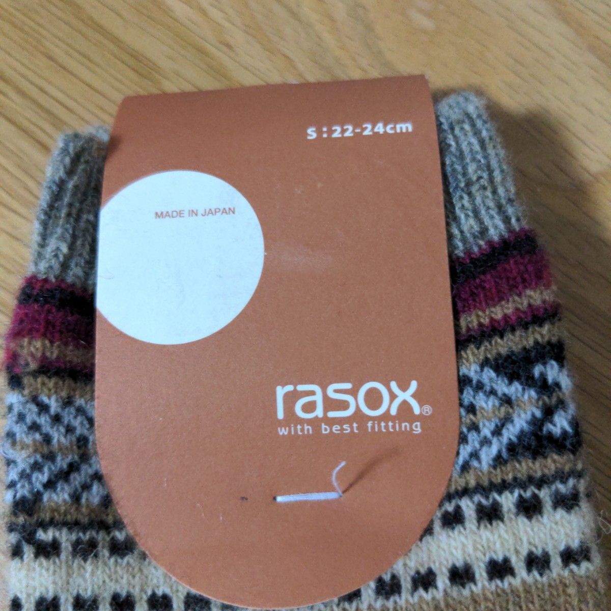 未使用☆rasox ラソックス 　ジャガードウールクルー　靴下