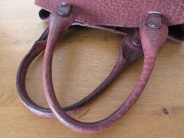 エレファントレザー  象革  臙脂色 ハンドバッグの画像5