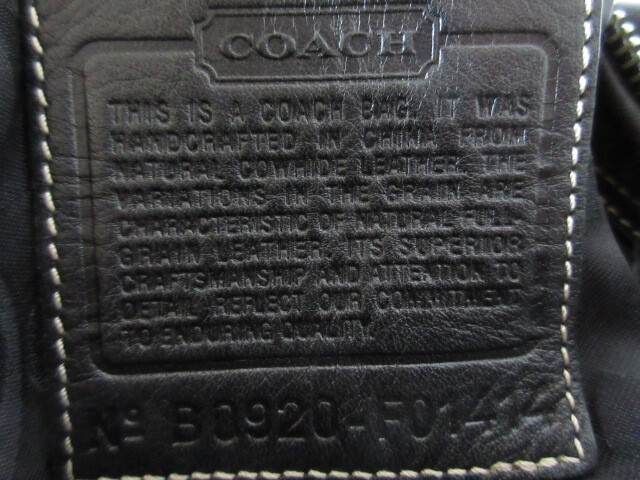 COACH コーチ 黒 レザー  トートバッグ・ショルダーバッグ  斜め掛け B0920- F01414 の画像8