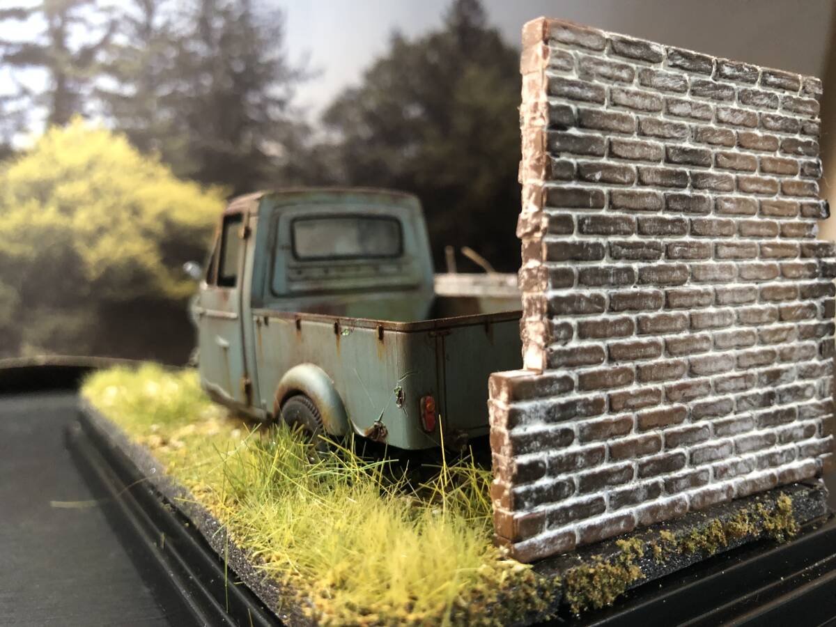 昭和レトロな風景 1/32 ダイハツ ミゼット 旧車 自作ジオラマ完成品 ケース付_画像4