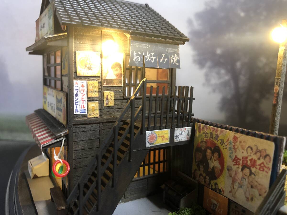  Showa Retro . cheap sweets dagashi shop two floor okonomiyaki shop Subaru 360 LED light up Showa Retro . scenery original work geo llama final product case attaching shop changed name . possibility 