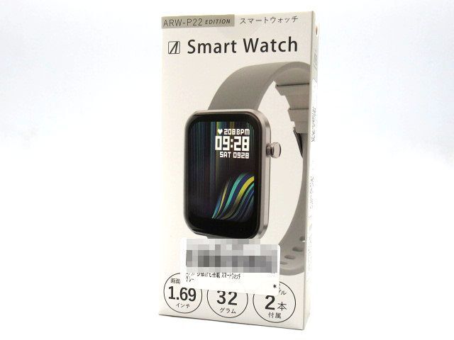 ♪AREA エアリア Smart Watch スマートウォッチ ARW-P22 1.69インチ 心拍測定 血液酸素測定 歩数計 腕時計 グレー 未開封品♪の画像1