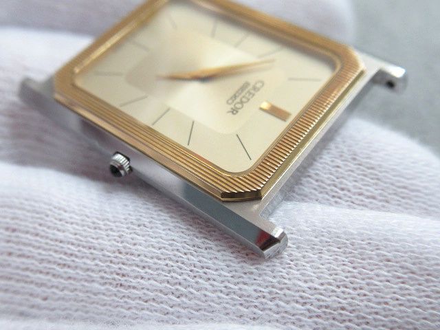 ☆SEIKO セイコー CREDOR クレドール 6730-5090 クォーツ 14Kベゼル 2針 ゴールド文字盤 フェイスのみ 中古 不動品 ジャンク メンズ 腕時計の画像8