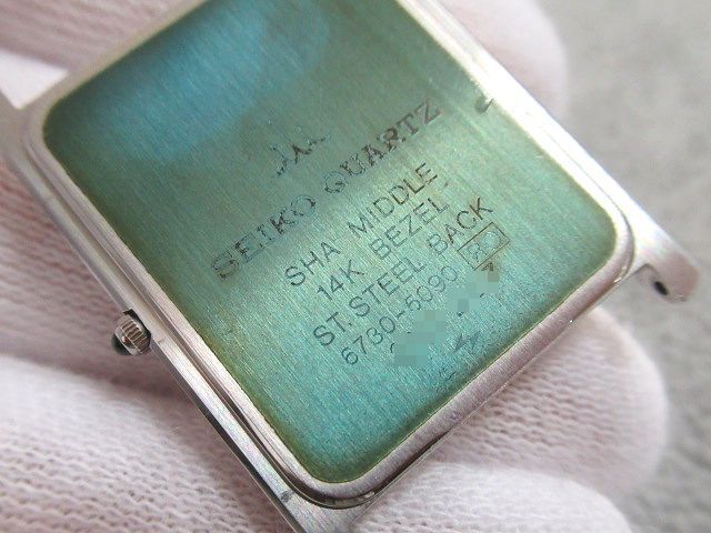 ☆SEIKO セイコー CREDOR クレドール 6730-5090 クォーツ 14Kベゼル 2針 ゴールド文字盤 フェイスのみ 中古 不動品 ジャンク メンズ 腕時計の画像5
