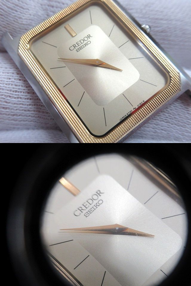☆SEIKO セイコー CREDOR クレドール 6730-5090 クォーツ 14Kベゼル 2針 ゴールド文字盤 フェイスのみ 中古 不動品 ジャンク メンズ 腕時計の画像10