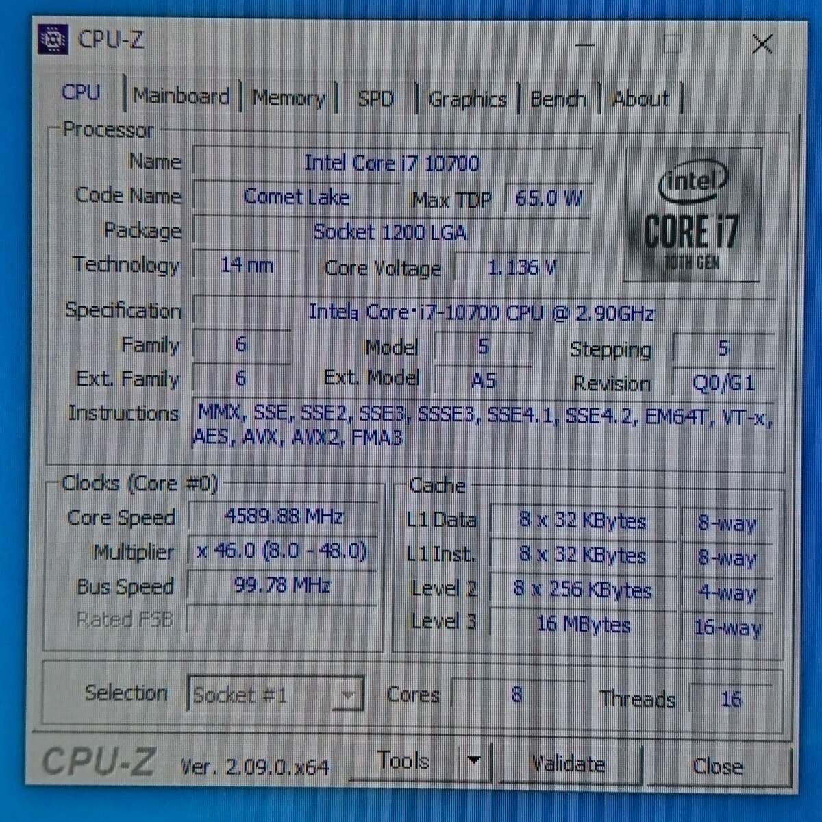 Intel Core i7 10700 LGA1200 CometLake 動作確認品 (O42121)_画像3