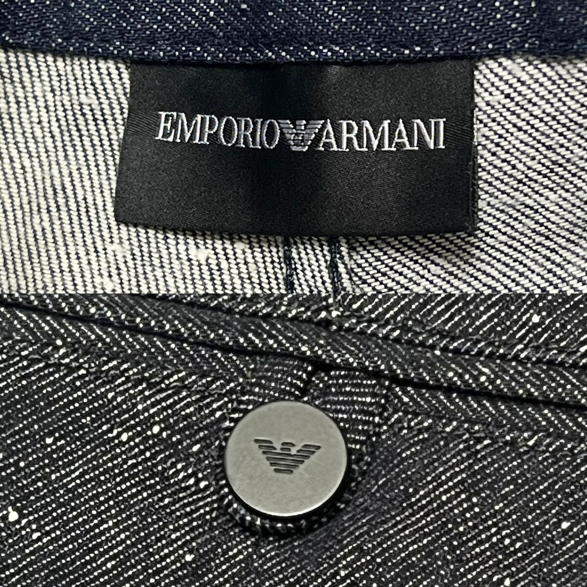 美麗品◎46サイズ エンポリオアルマーニ【鮮やかな霜降り柄】EMPORIO ARMANI デニム パンツ ジーンズ インディゴ コットン ワイド◎メンズ_画像5