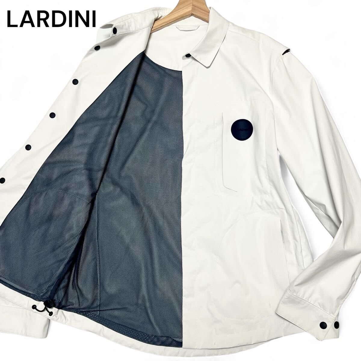 超希少モデル◎50サイズ!!ラルディーニ【高機能 ADVANCEモデル】LARDINI 防水 メッシュ ロゴ ワッペン ジャケット アイボリー 春夏◎メンズ