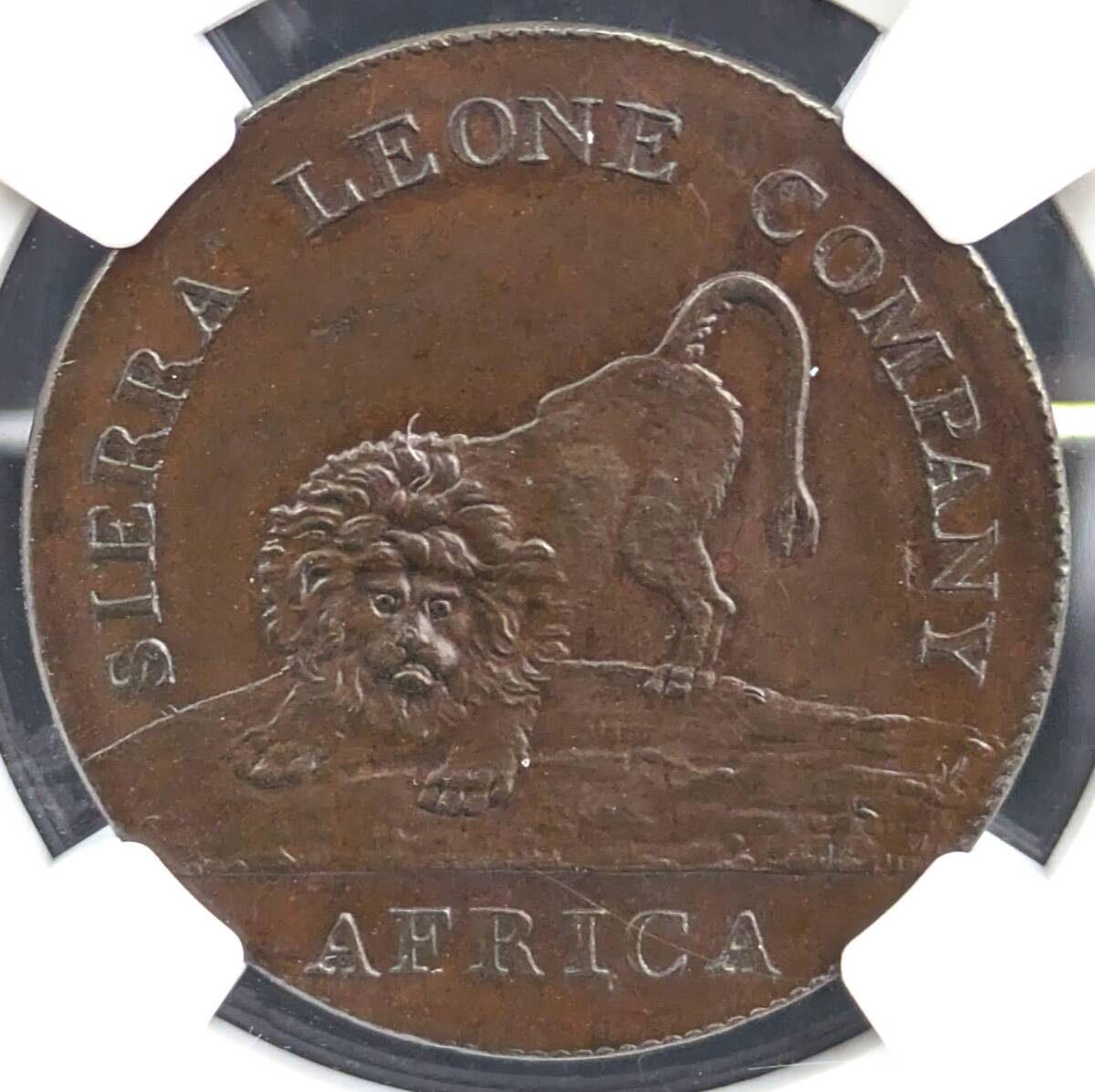 希少品★1791年 シエラレオネ 1ペニー プルーフ銅貨 NGC PF63BN アンティーク コイン アフリカ ブロンズ イギリス連邦_画像1