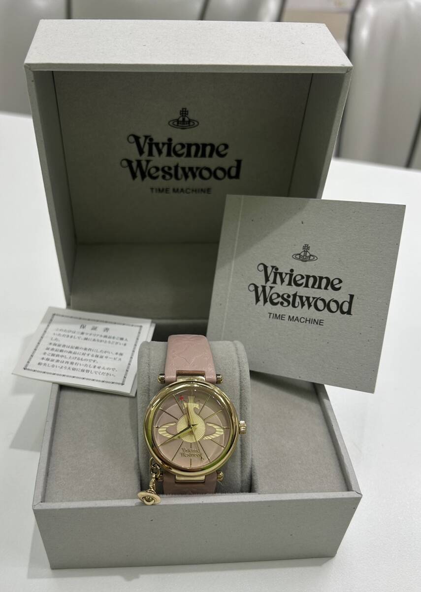 【D2667SS】Vivienne Westwood TIME MACHINE 腕時計 VV006PKPK ヴィヴィアンウエストウッド オーブ 稼働 クォーツ ピンク レザーの画像1