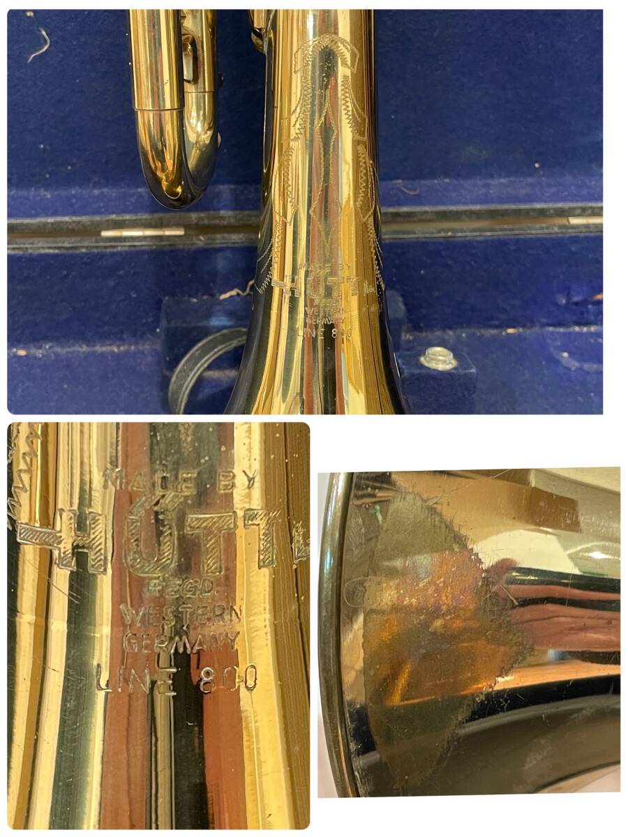 【B14064TY】HUTTL トランペット ヒュッテル LINE800 ドイツ製 動作未確認 ハードケース付 管楽器 金管楽器 　吹奏楽