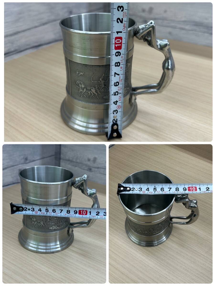 【E1671AM】錫製品 ビール ピューター マグカップ TIN 97％ タイ バンコック２個セット インテリア の画像6