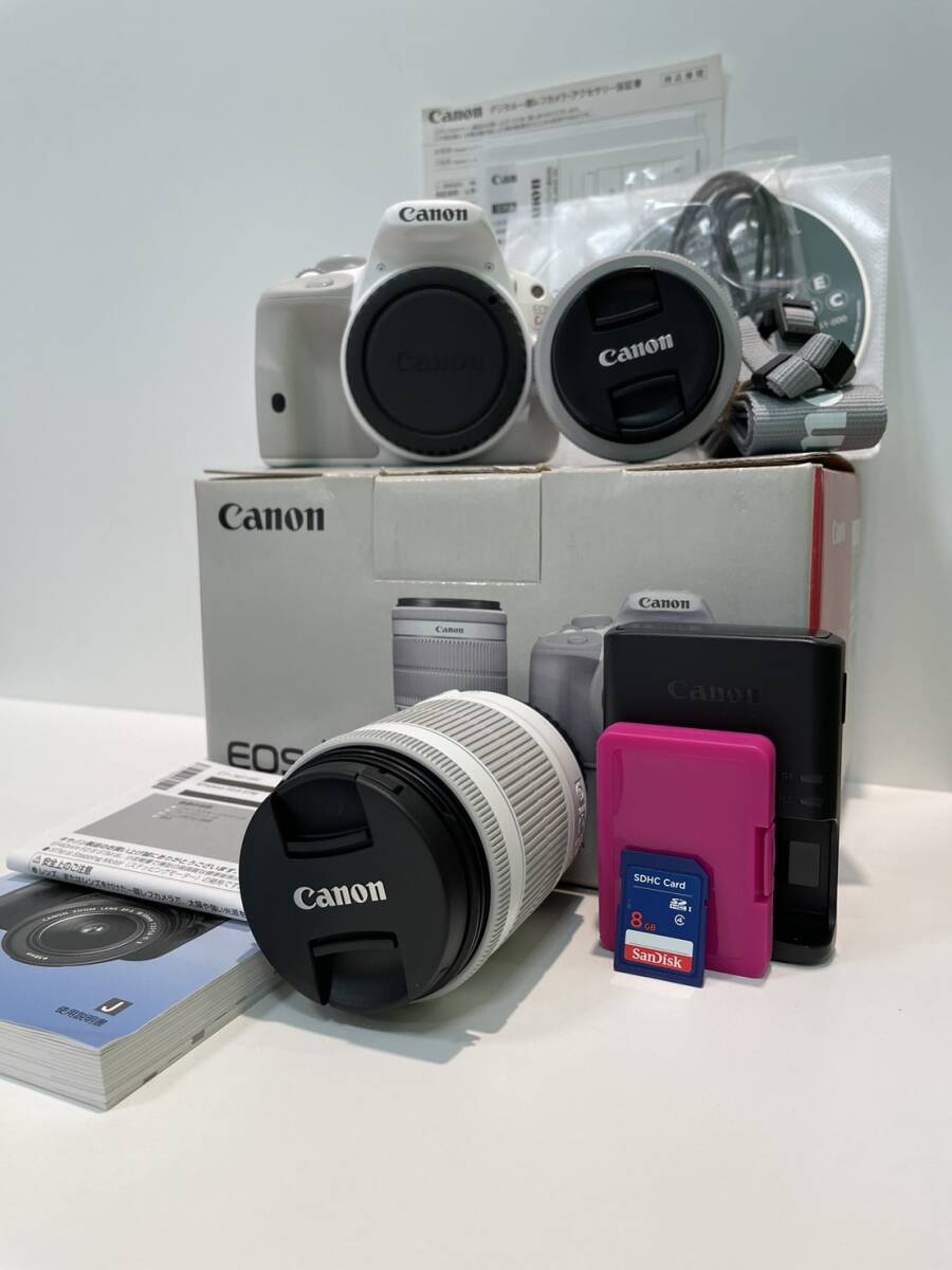 【B14161CK】極美品 Canon キャノン EOS Kiss X7 ダブルレンズキット 40mm 18ー55mm デジタル 一眼レフカメラ SD8GB付 シャッター回数20回の画像1