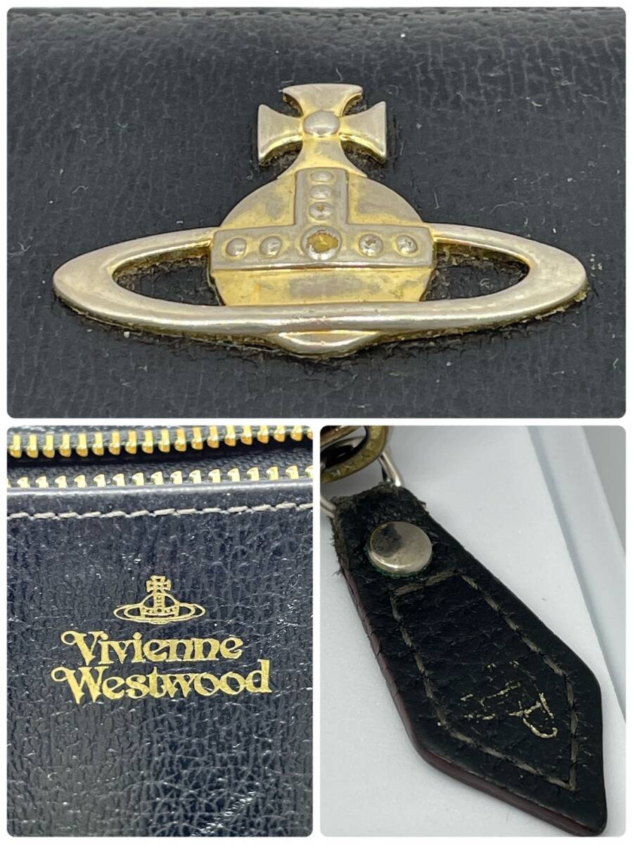 【F814CK】Vivienne Westwood ヴィヴィアン ウエストウッド 長財布 ブラック×ブラウン ファスナー 