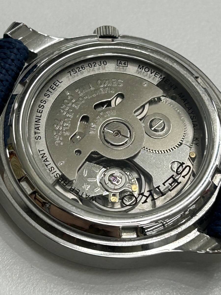 【D2832SS】SEIKO セイコー 21JEWELS 腕時計 稼働 自動巻 AUTOMATIC オートマチック ナイロンベルト 裏面クリア 7S26-06G4 R 2 526140 02J0の画像3