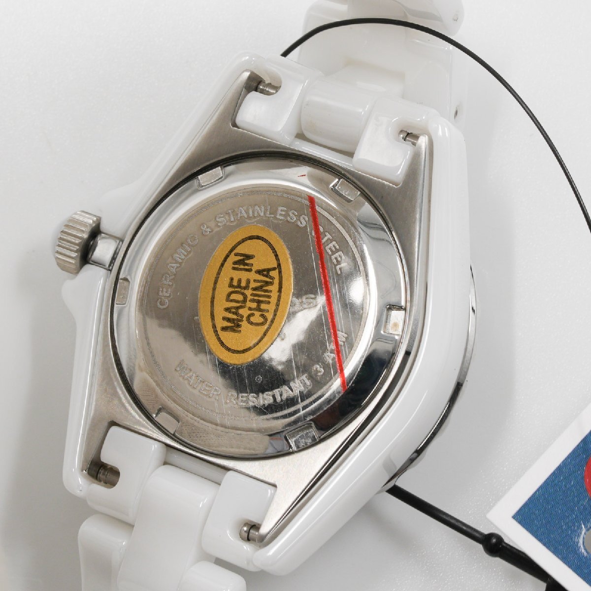  Tecnos TECHNOS wristwatch T9924TW J12 type white ceramic quarts lady's unused goods [ quality iko-]