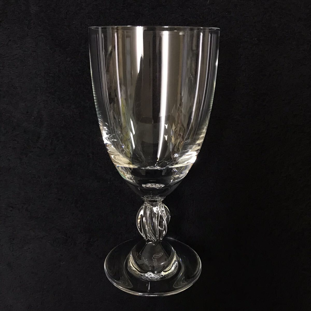 ●送料無料 未使用品 LALIOUE ラリック ペア ワイングラス 2客 高さ 約14cm・約200ml/クリスタルガラス グラス シャンパングラス ロータスの画像3
