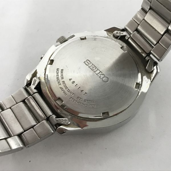 G275-O15-5174◎ SEIKO セイコー クロノグラフ 7T92-0CH0 メンズ クオーツ 不動 腕時計 デイト ラウンド ブラック文字盤_画像6