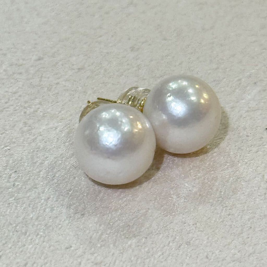 k18刻印AU750綺麗！本真珠ピアス 天然パールピアス jewelry pearl 光沢抜群 の画像2