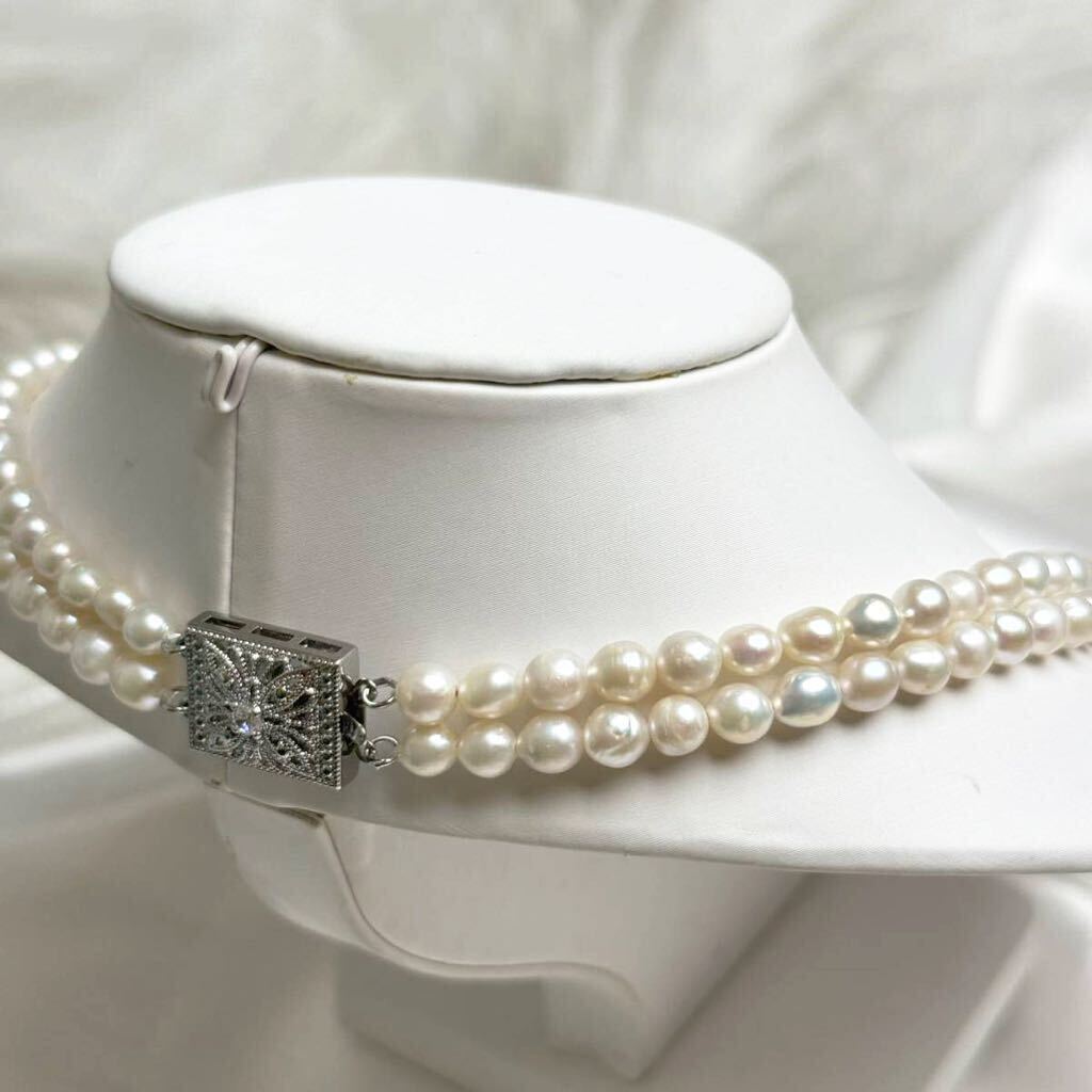 本真珠ネックレス二連5mm 天然パールネックレス 41cm Pearl necklace jewelry 天然パール の画像3