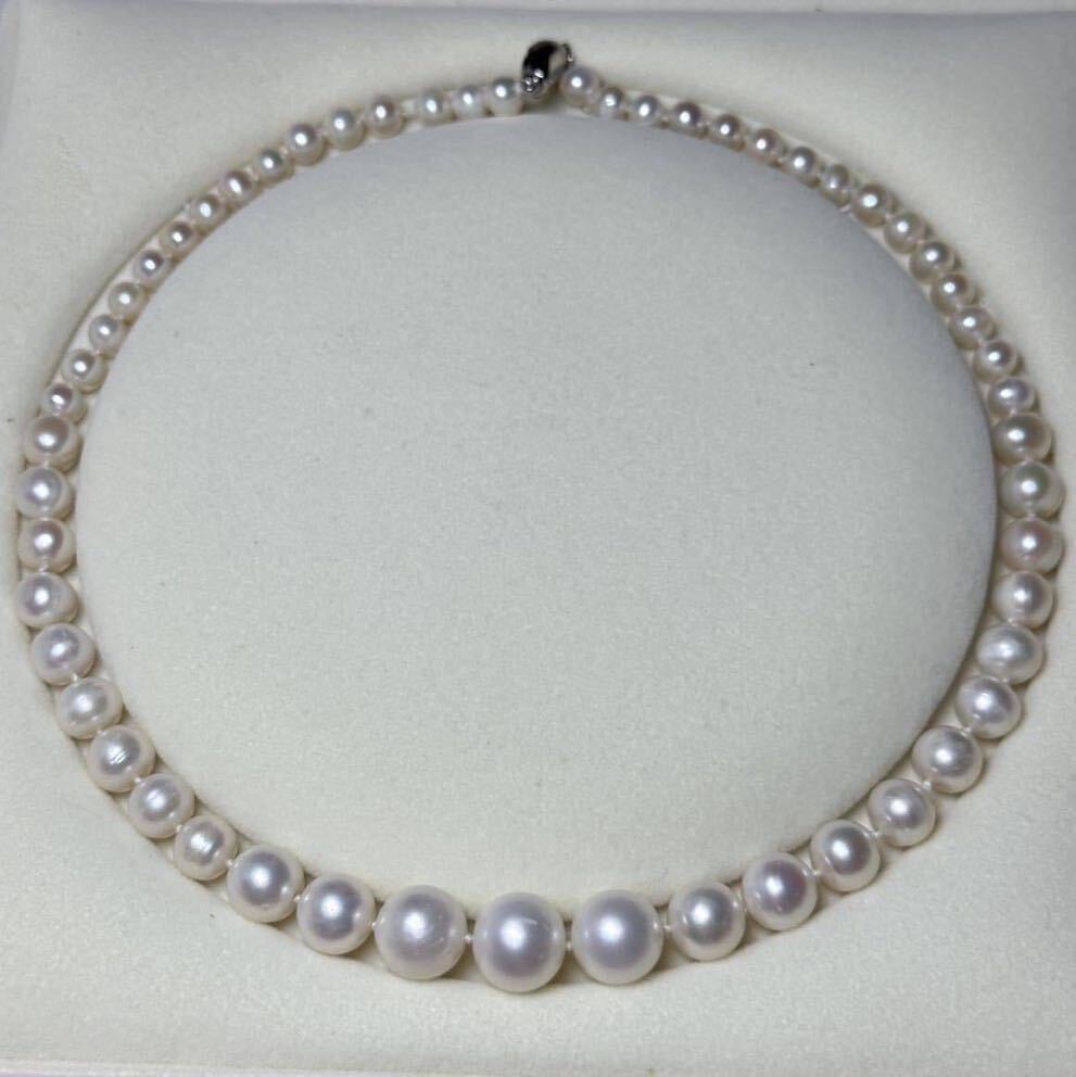 南洋パール6-13mm 本真珠ネックレス 43cm 天然パールネックレスの画像2