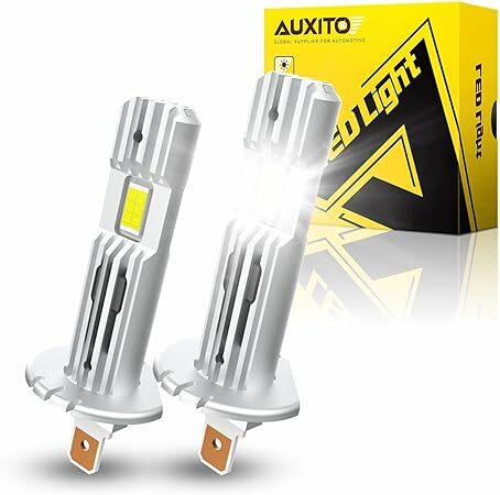 AUXITO H1 led ヘッドライト 爆光 H1 led 12連高輝度LEDチップ搭載 led H1 2倍の明るさ 6500k ホワイト H1 車検対応 無極性 （２個セット）_画像1