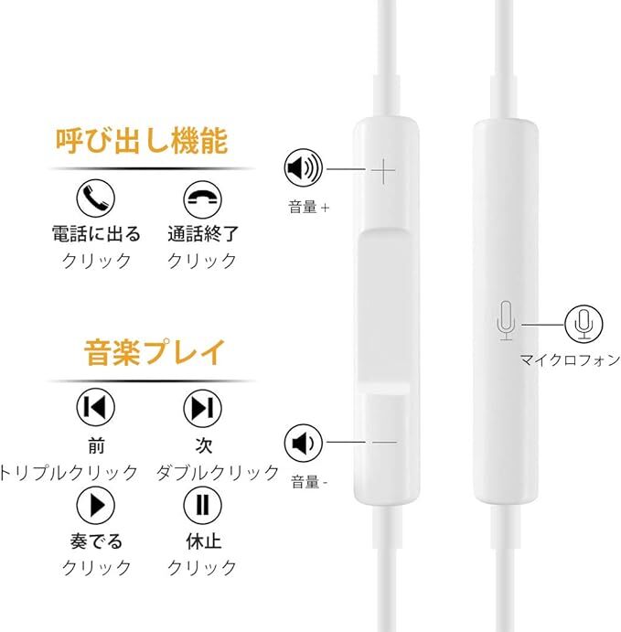  iPhone イヤホン 有線 イヤフォン 重低音 マイク付き 音量調節 通話対応 iPhone14/13/12/11/SE/X/XS/XR/XS Max/8/8P/7/7P/iPad/iPodの画像3