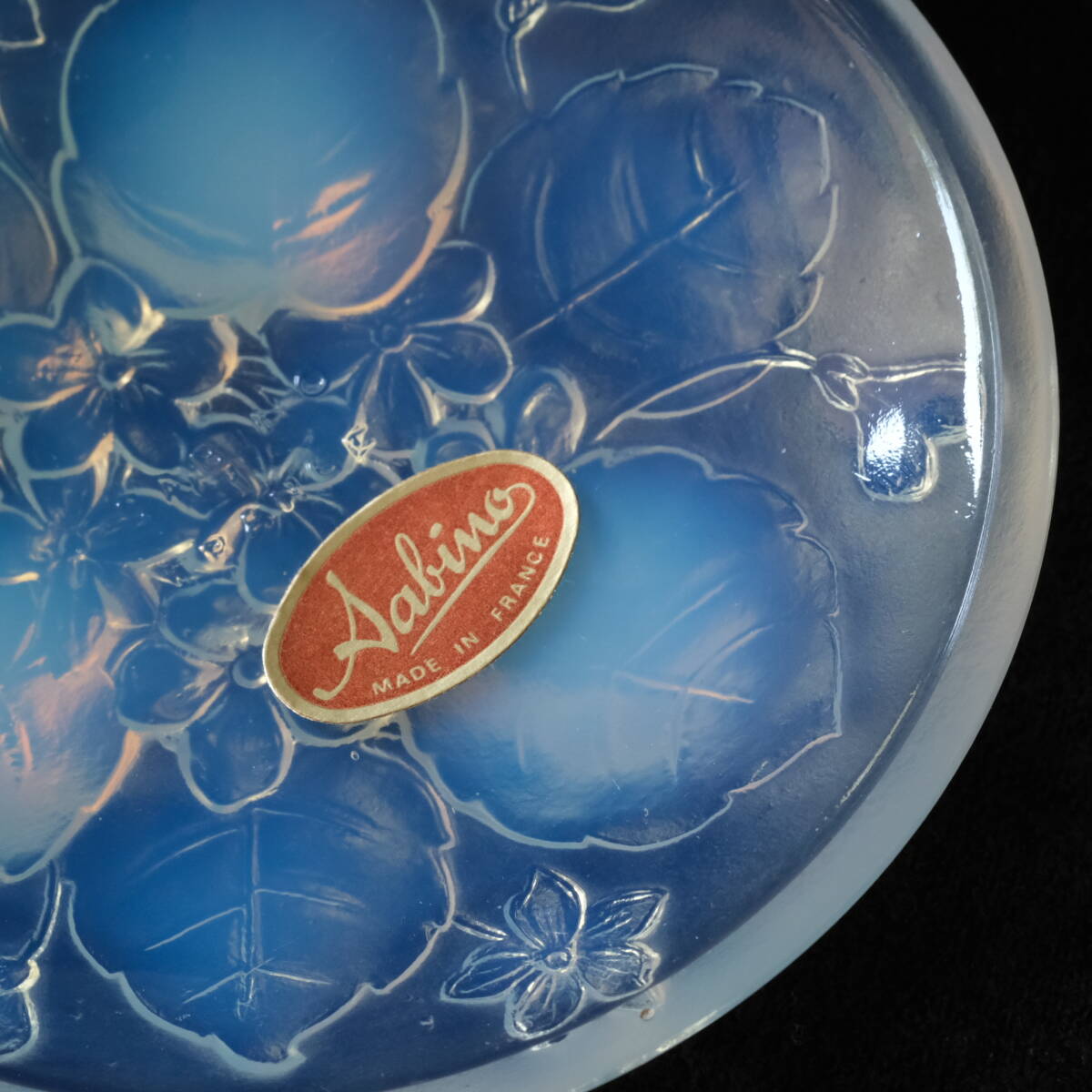 極美品 送料無料 Sabino サビノ スミレ フラワー 花 ボウル オパールセント プレート 皿 アンティーク ガラス フランスの画像4