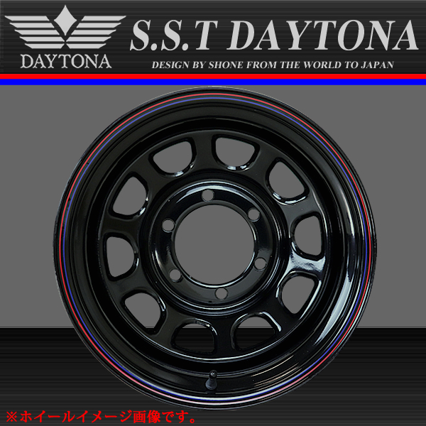 新品 4本価格 会社宛 送料無料 16×8J 6穴 139.7mm ET-25 SHONE SST DAYTONA デイトナブラック 赤青ライン ランクル80 4×4車各種 NO,SH187の画像2