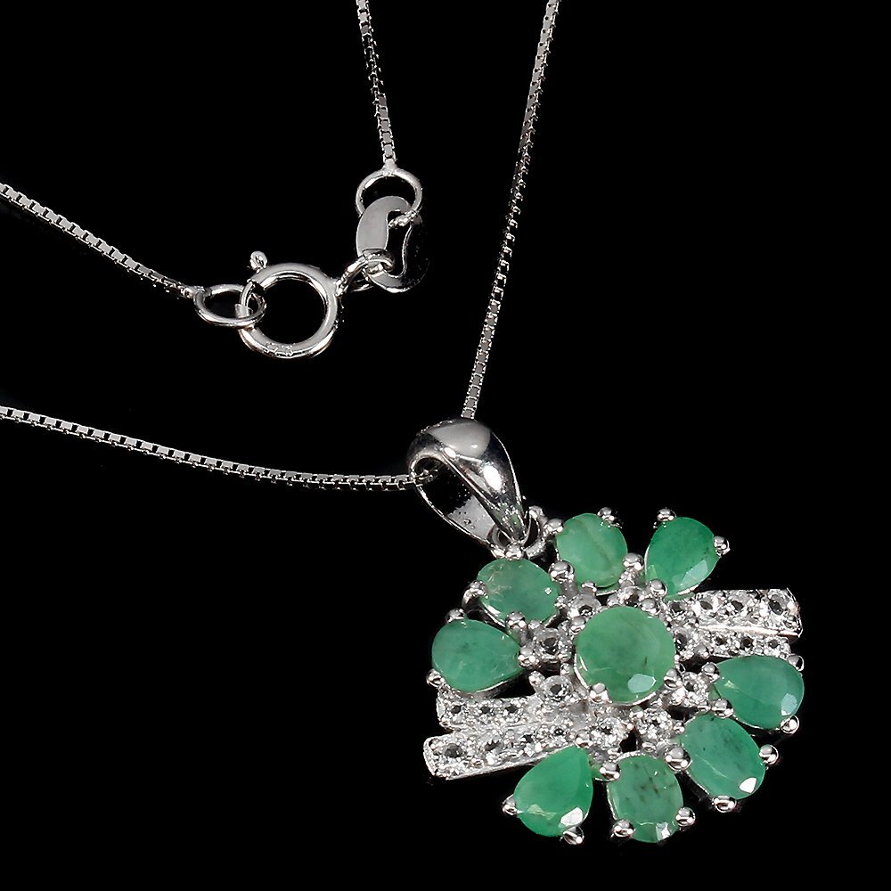 [1 jpy new goods ]ikezoe galet l2.50ct natural emerald & topaz K14WG necklace l author mono l genuine article guarantee lNGL. another correspondence 