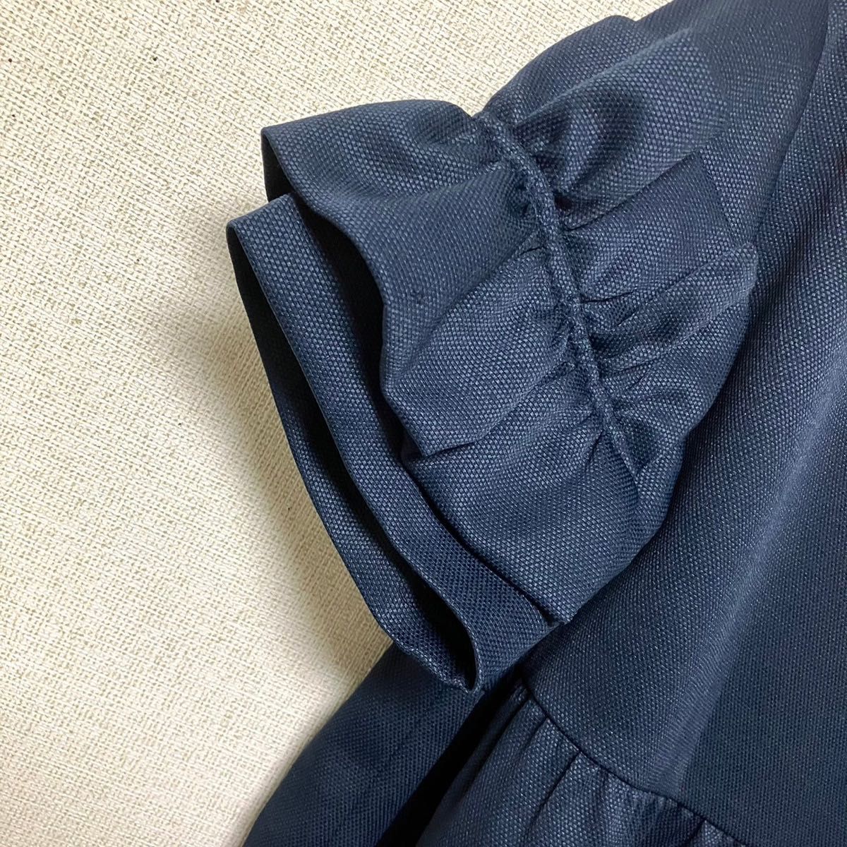 Couture Brooch クチュールブローチ 切り替え カットソー 半袖 ネイビー 紺色  38 Mサイズ 袖フリル