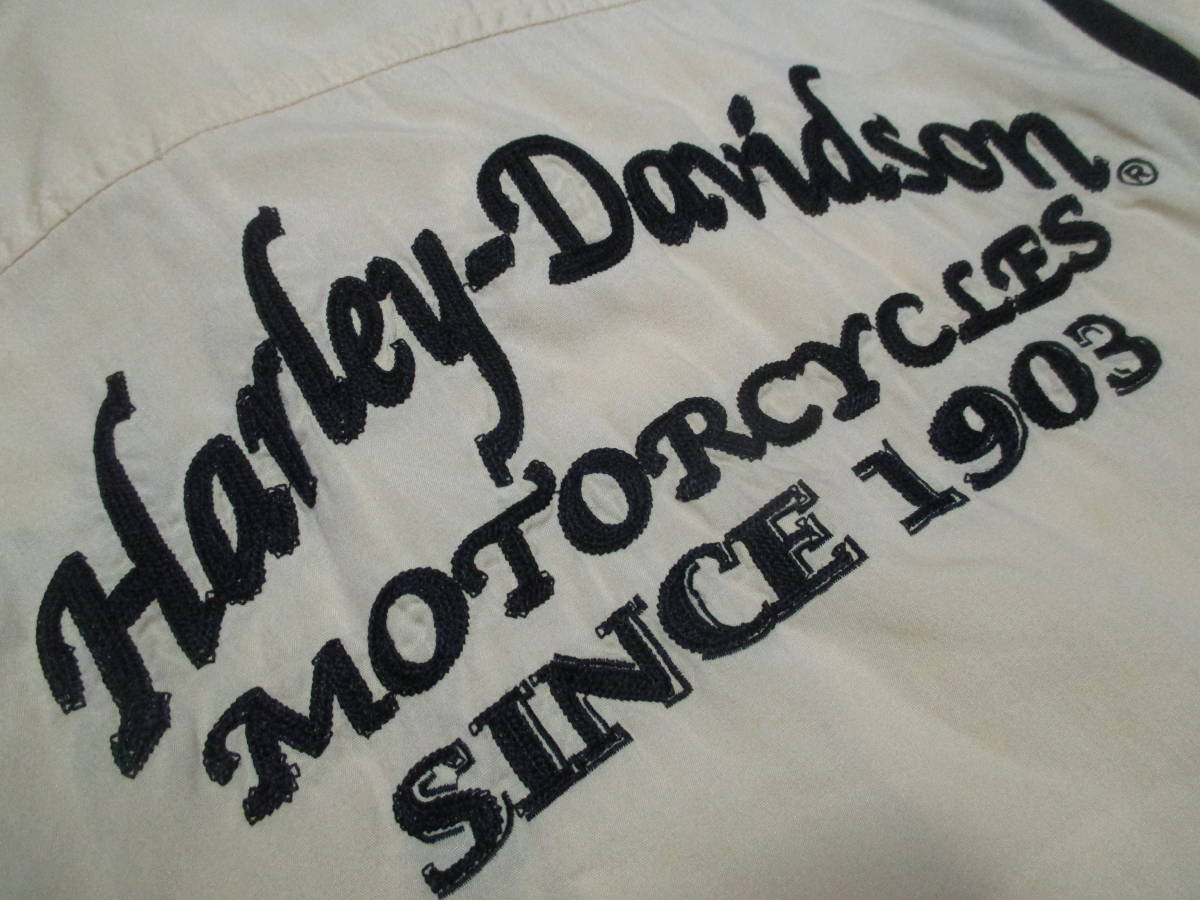 HarleyDavidson ハーレーダビッドソン チェーン刺繍 レーヨン ボウリングシャツ Lサイズ_画像7