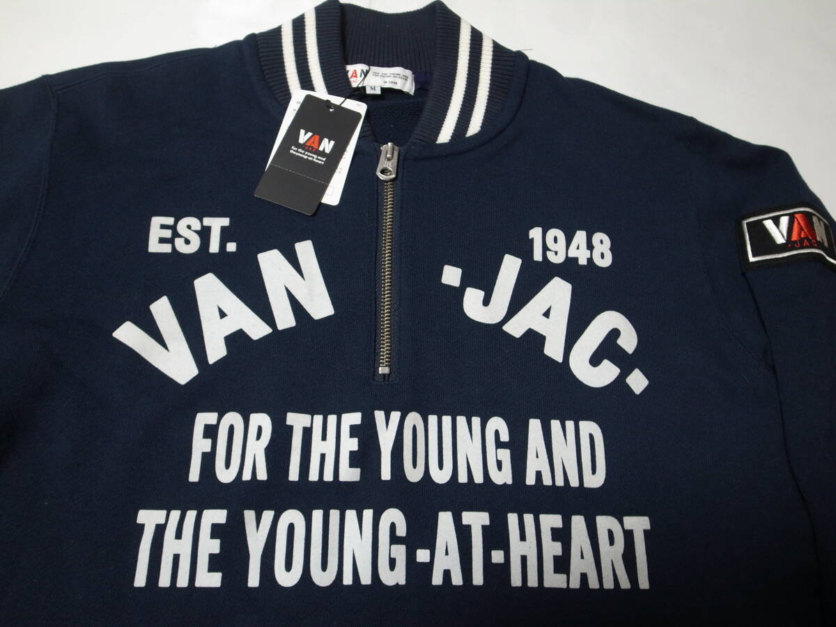 ★VAN JAC ヴァンヂャケット★ハーフジップ コットン スタジャン ブルゾン★ネイビー★日本製★M★VAN JACKET _画像4