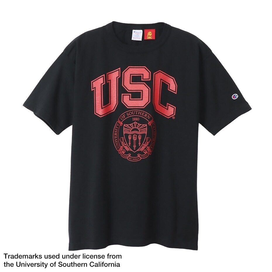[ new goods unused ]Champion/ Champion T1011 USC university rubber print black S size (M corresponding )