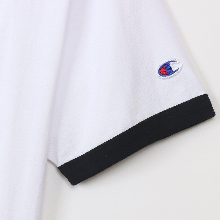 【新品未使用】Champion/チャンピオン ホワイト×ブラック 染み込みプリントリンガーTシャツ XLサイズの画像5