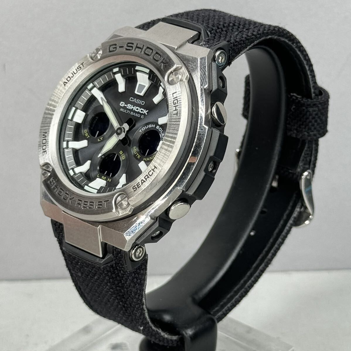 極美品 箱説付G-SHOCK GST-W330C-1AJF G-STEEL Gスチール タフソーラー 電波受信 電波ソーラー マルチバンド6 アナデジ ブラック 反転液晶_画像7