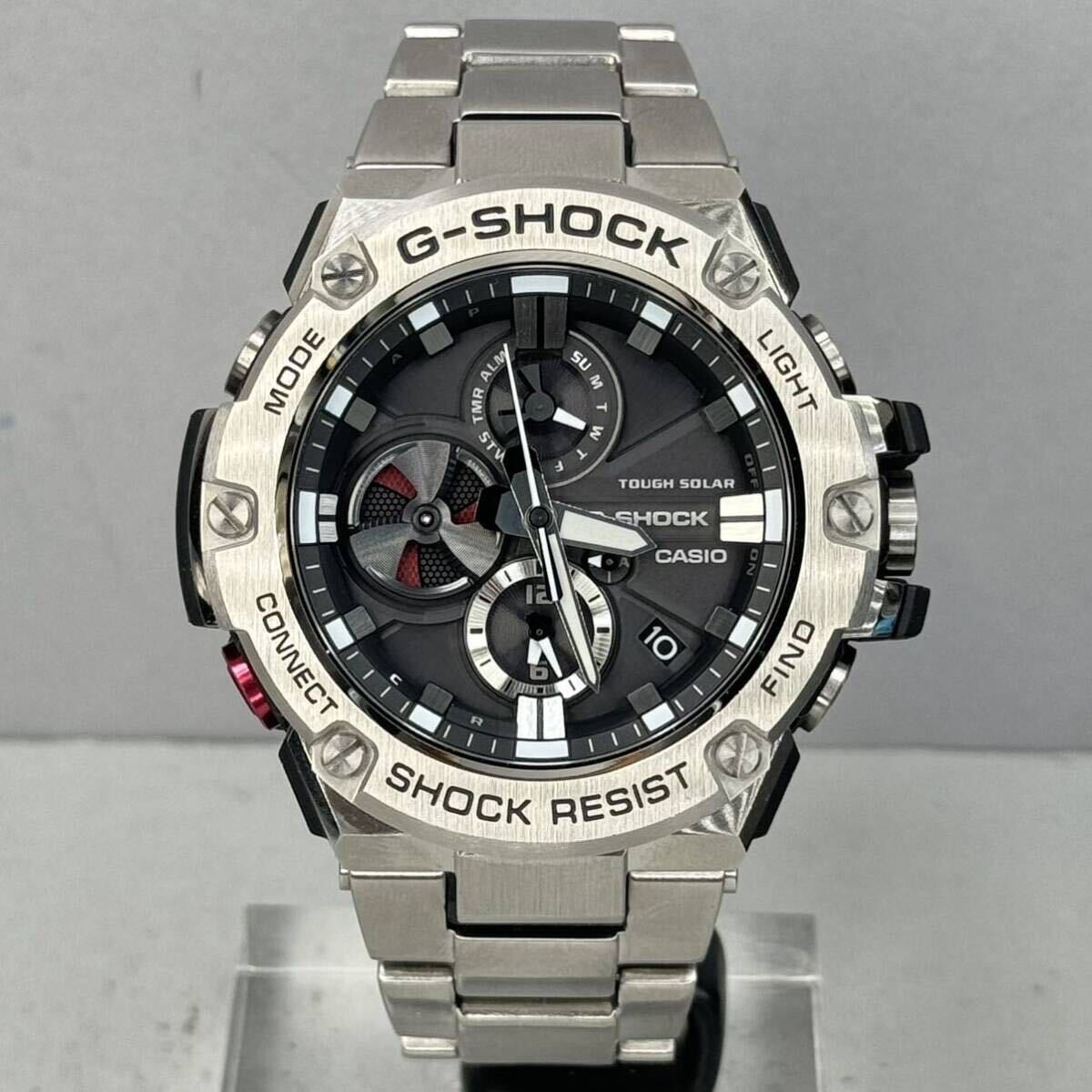 極美品G-SHOCK GST-B100D-1AJF GスチールG-STEEL タフソーラー Bluetooth搭載モバイルリンク メタルバンド/メタルベゼル ブラック シルバー_画像5