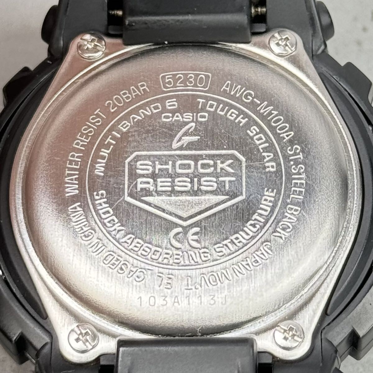 美品 箱説タグ付 G-SHOCK AWG-M100A-1A タフソーラー 電波受信 電波ソーラー マルチバンド6 アナログ/デジタル アナデジ ブラック 反転液晶の画像8