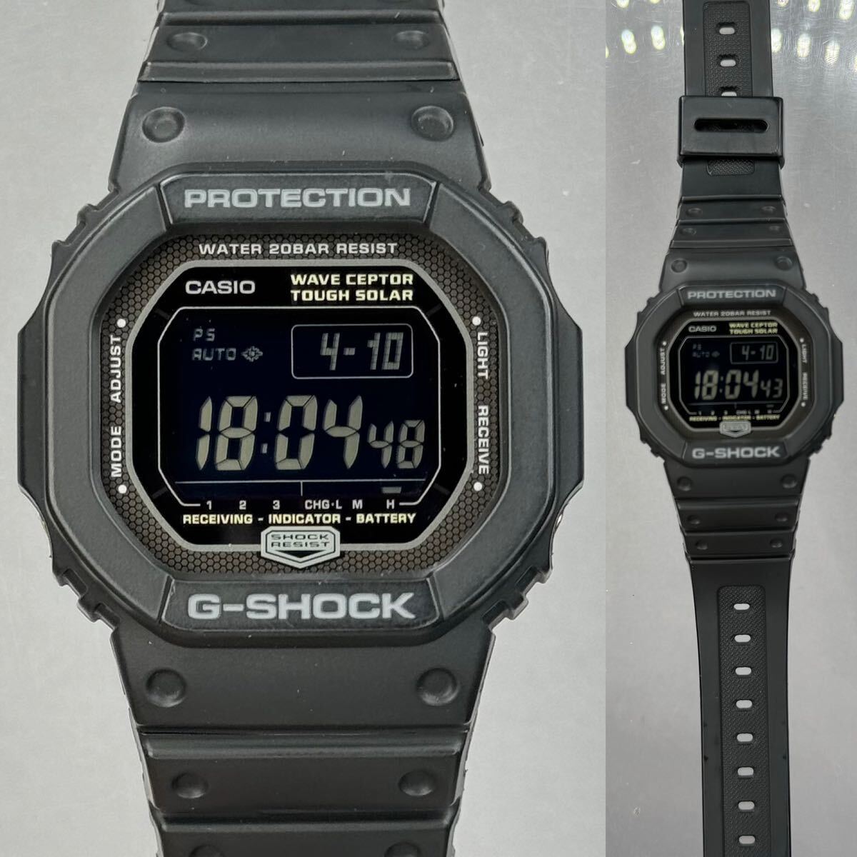 極美品 CASIO G-SHOCK GW-5600BJ-1JF The G タフソーラー 電波受信 電波ソーラー スクウェア ブラック グレー 反転液晶 スピード電波モデルの画像3