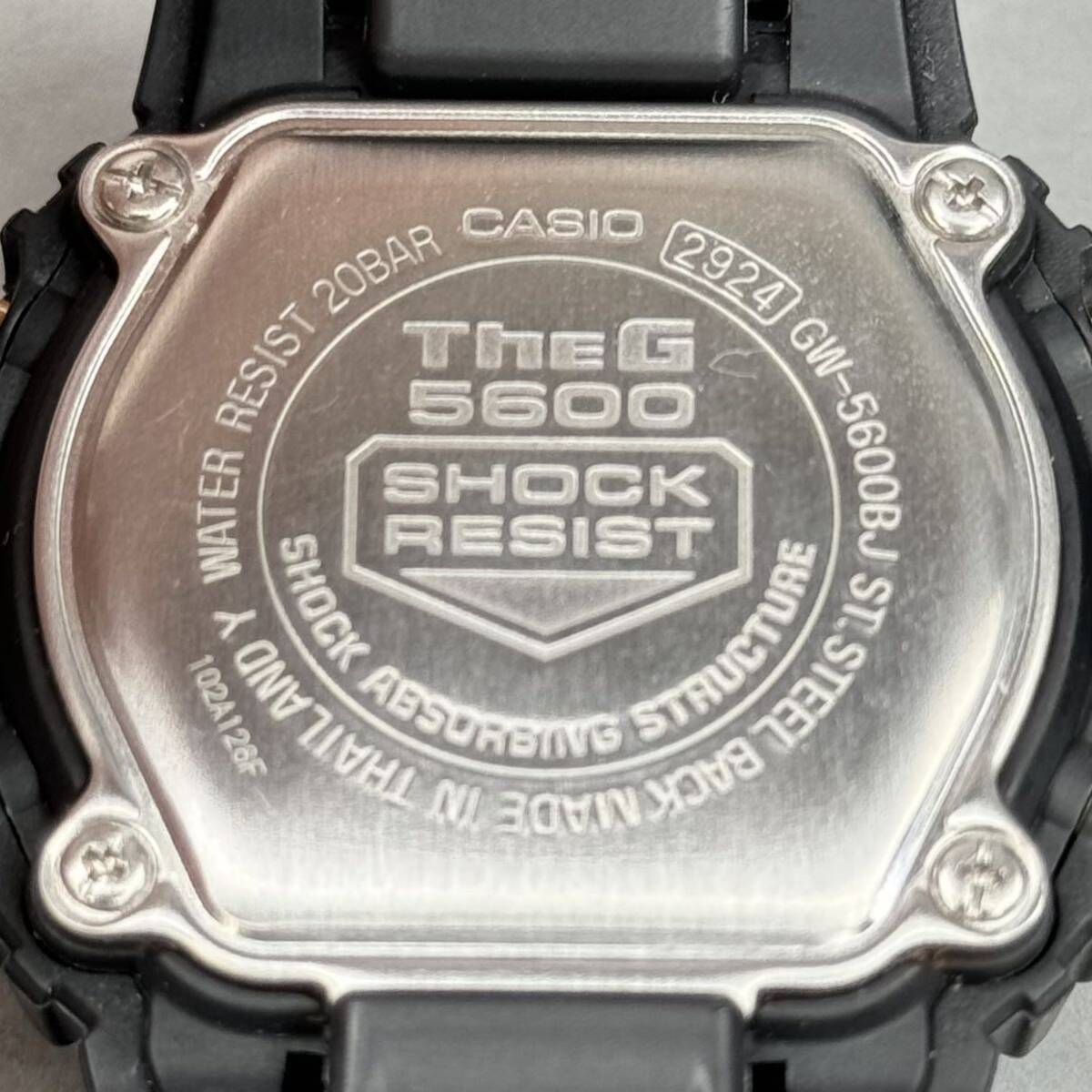 極美品 CASIO G-SHOCK GW-5600BJ-1JF The G タフソーラー 電波受信 電波ソーラー スクウェア ブラック グレー 反転液晶 スピード電波モデル_画像8