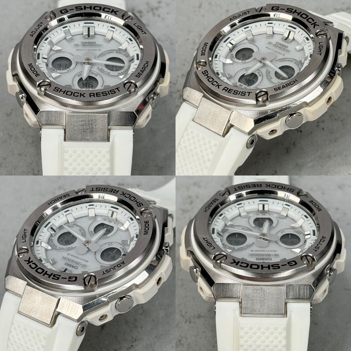 美品 G-SHOCK GST-W310-7AJF G-STEEL/Gスチール タフソーラー電波受信 電波ソーラー マルチバンド6 メタルベゼル ホワイト アナデジの画像4