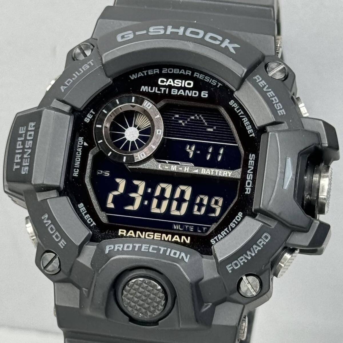 極美品 箱説付G-SHOCK GW-9400-1B RANGEMANレンジマン タフソーラー 電波受信 電波ソーラー マルチバンド6 トリプルセンサー ブラックの画像1